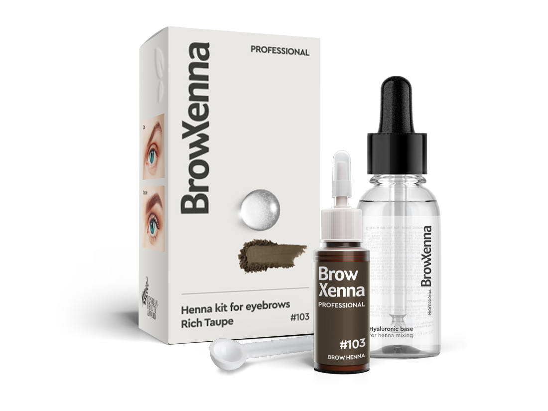 BrowXenna® Brow Henna Kit with Hyaluronic Mixing Base #103 Rich Taupe