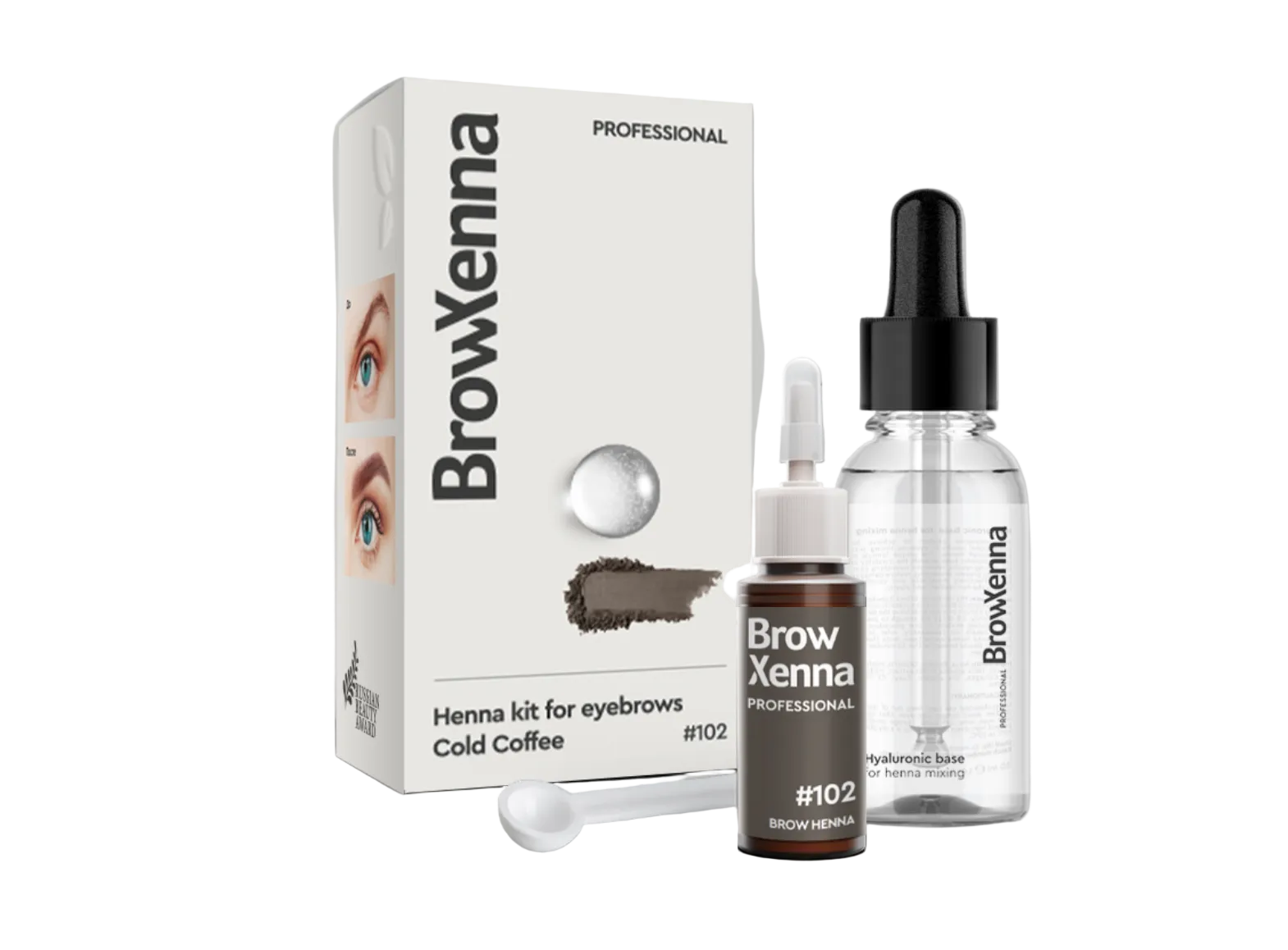 BrowXenna® Brow Henna Kit with Hyaluronic Mixing Base #102 Cold Coffee