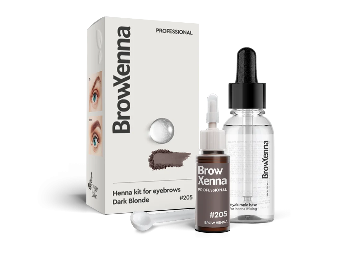 BrowXenna® Brow Henna Kit with Hyaluronic Mixing Base #205 Dark Blonde