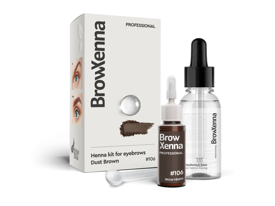 BrowXenna® Brow Henna Kit with Hyaluronic Mixing Base #106 Dust Brown