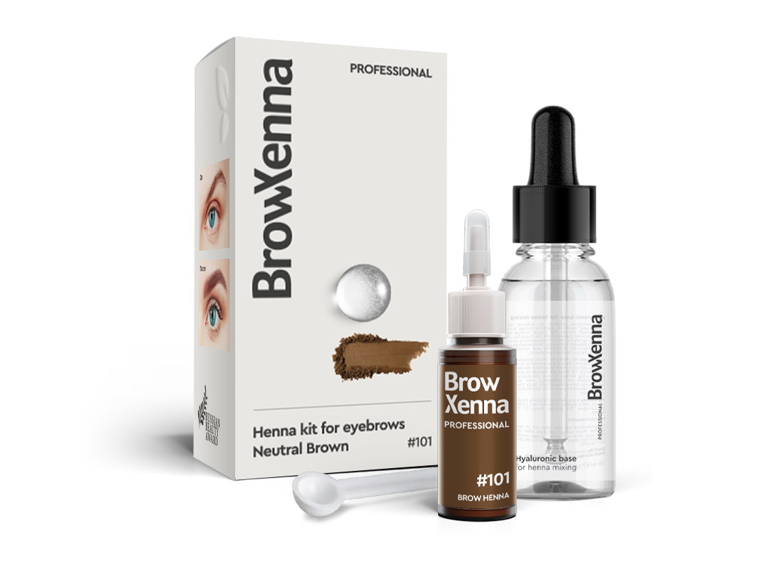 BrowXenna® Brow Henna Kit with Hyaluronic Mixing Base #101 Neutral Brown